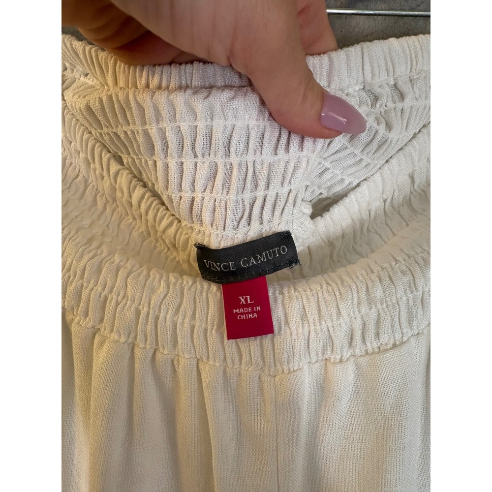 Vince Camuto Linen Blend Smock Waist Palazzo Wide Leg Pants XL Resort Beach - Picture 11 of 12
